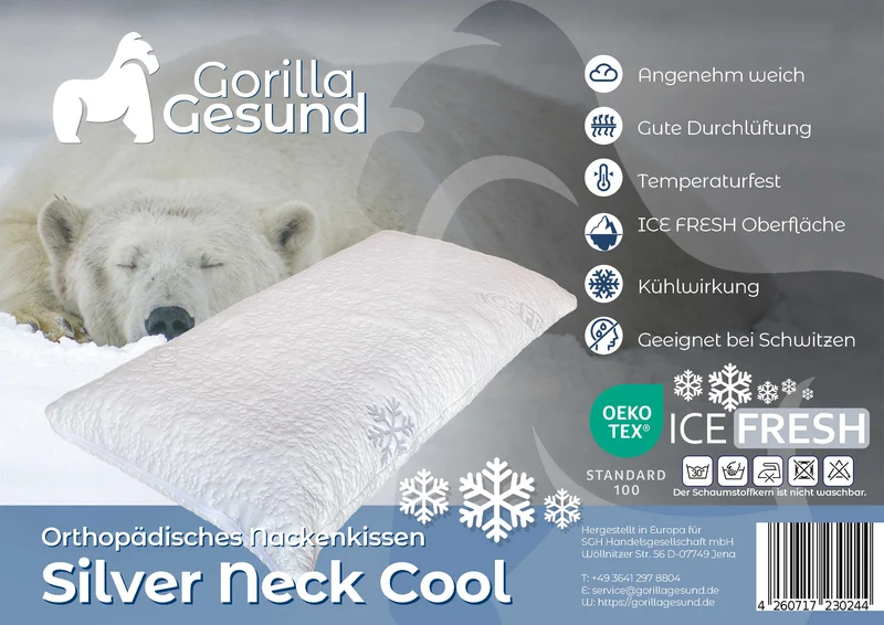 Gorilla Gesund Orthopädisches Nackenkissen Silver Neck Cool
