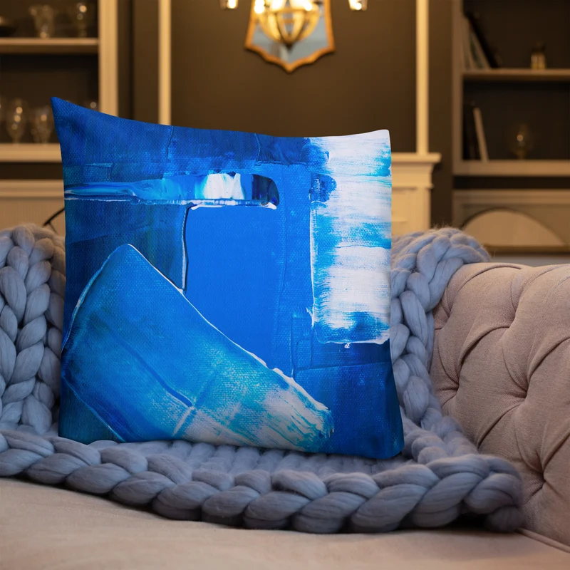Premium Sofa Kissen blauer Pinsel