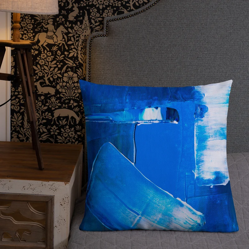 Premium Sofa Kissen blauer Pinsel