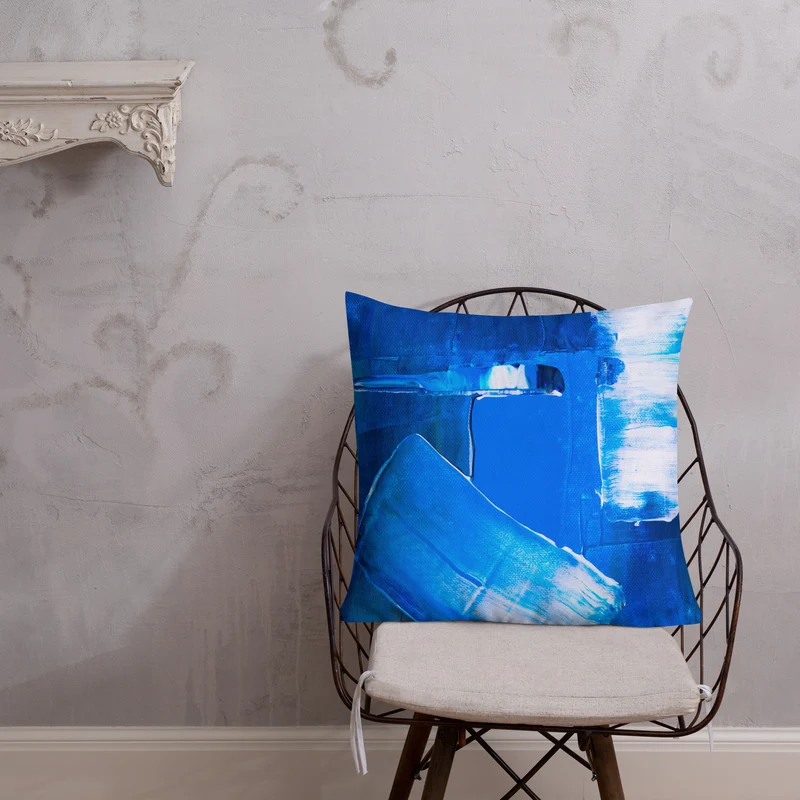 Premium Sofa Kissen blauer Pinsel