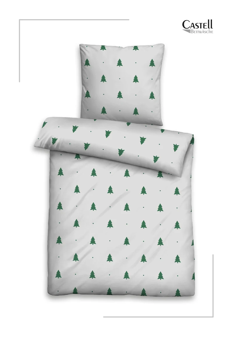 Castell Feinbiber Bettwäsche Tannenbaum – Grau (0030986)