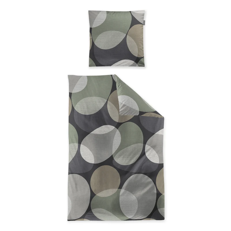 Irisette Biber Bettwäsche Meran 8755-11 Kreise grau grün taupe 135x200