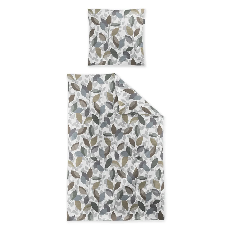 Irisette Biber Bettwäsche Meran 8765-30 Blätter jade creme 135x200