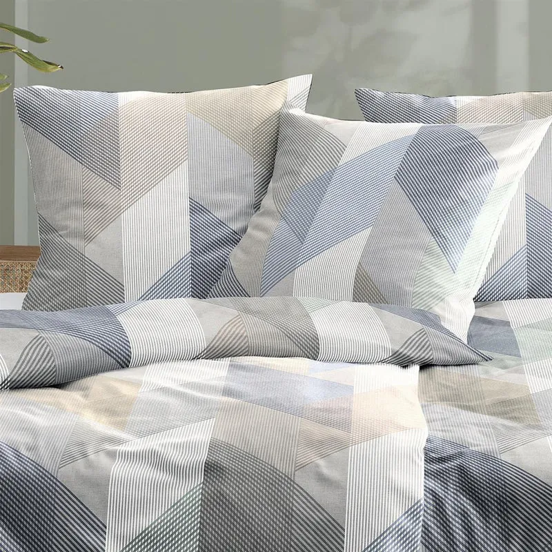 Bettwäsche Mako Satin Wave Natur mit Streifenmuster 135 x 200 cm