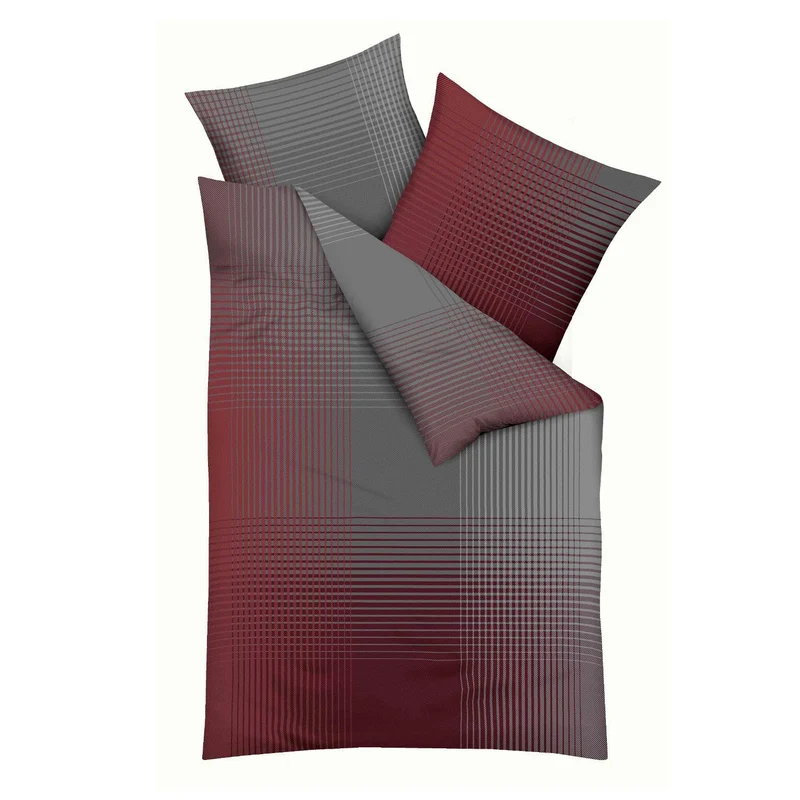 Bettwäsche Biber Master Anthrazit mit Karomuster 155 x 220 cm