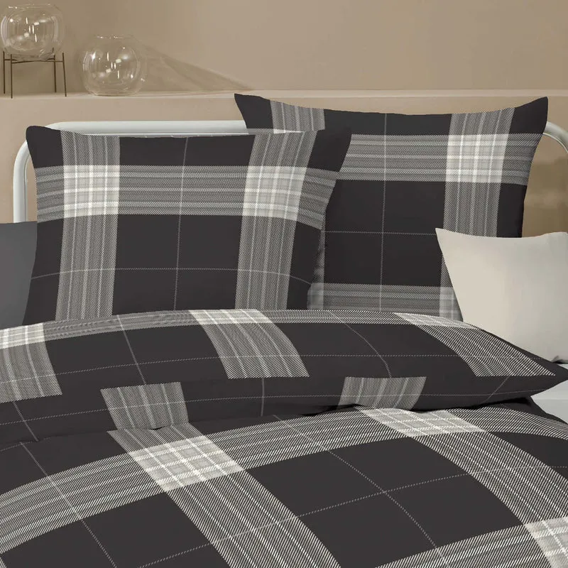 Bettwäsche Biber Glencheck allover Anthrazit mit Karomuster 155 x 220 cm