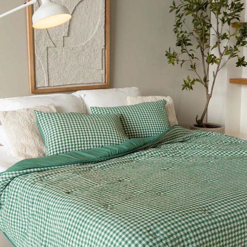 Wasbaar All Season Dekbed | Seersucker | Green Moss