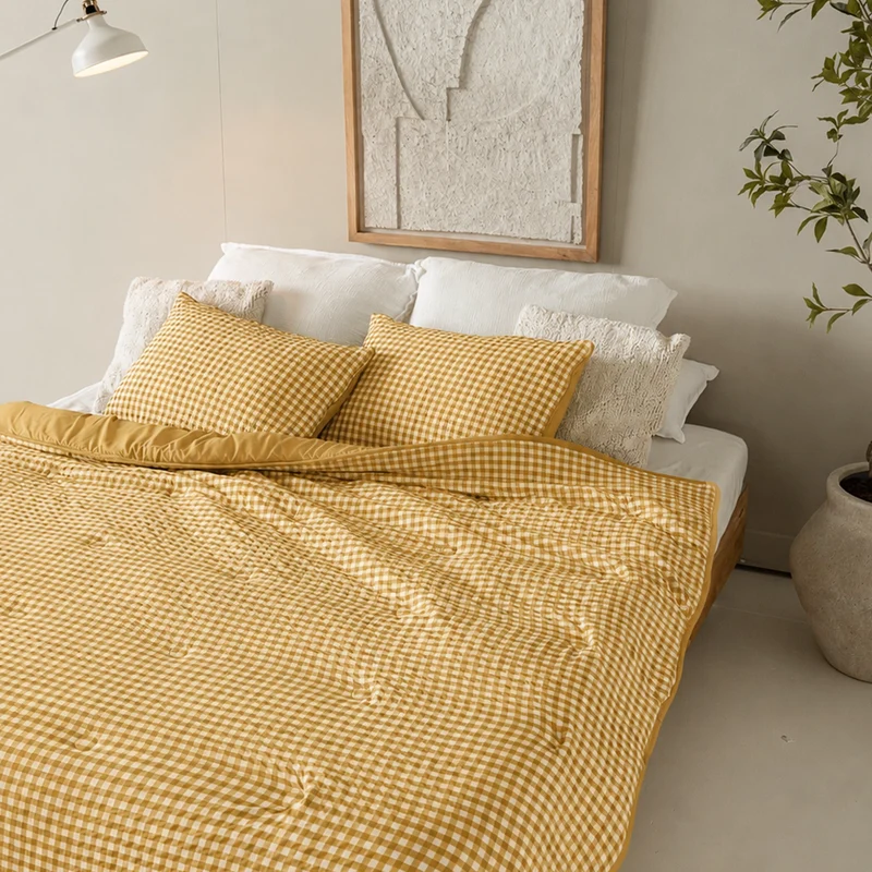 Wasbaar All Season Dekbed | Seersucker | Ochre