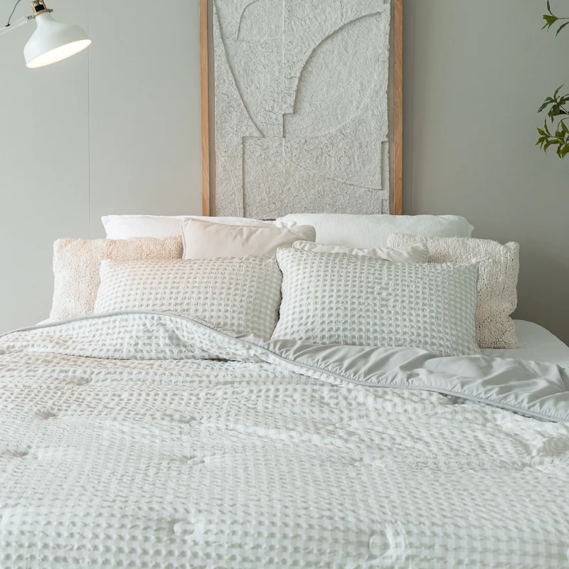 Wasbaar All Season Dekbed | Seersucker | Greige