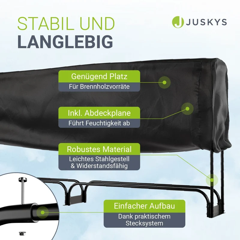 Kaminholzregal außen mit Abdeckung