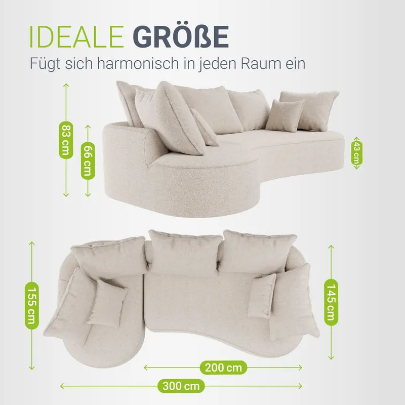 Sofa Tirano mit Ottomane & Dekokissen