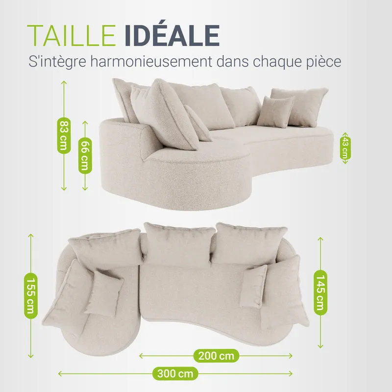 Sofa Tirano mit Ottomane & Dekokissen