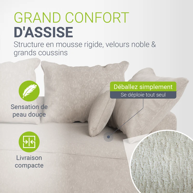Sofa Tirano mit Ottomane & Dekokissen
