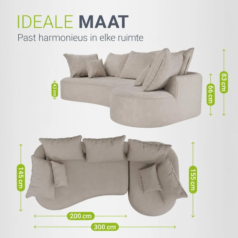 Sofa Tirano mit Ottomane & Dekokissen