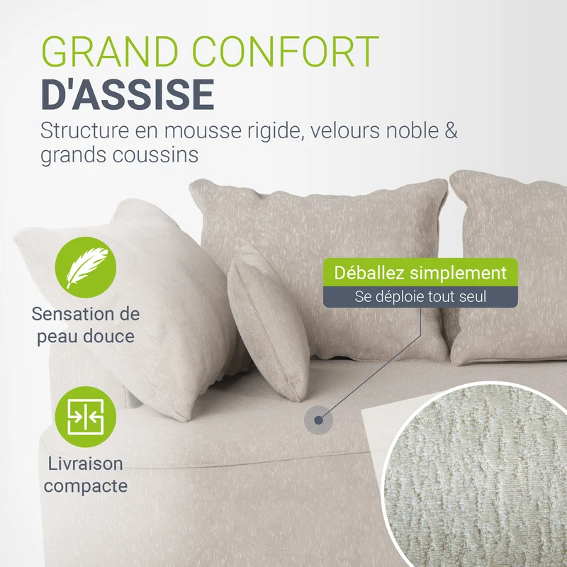 Sofa Tirano mit Ottomane & Dekokissen
