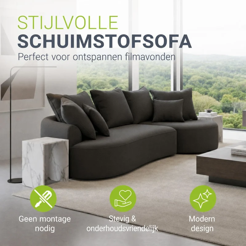 Sofa Tirano mit Ottomane & Dekokissen
