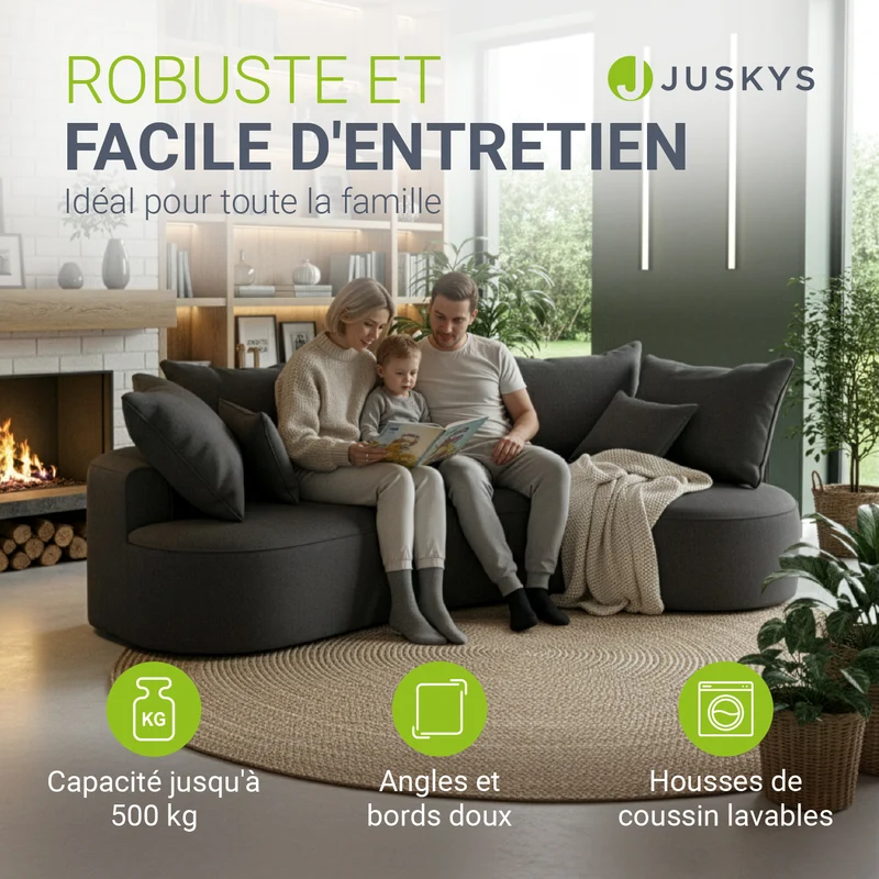 Sofa Tirano mit Ottomane & Dekokissen