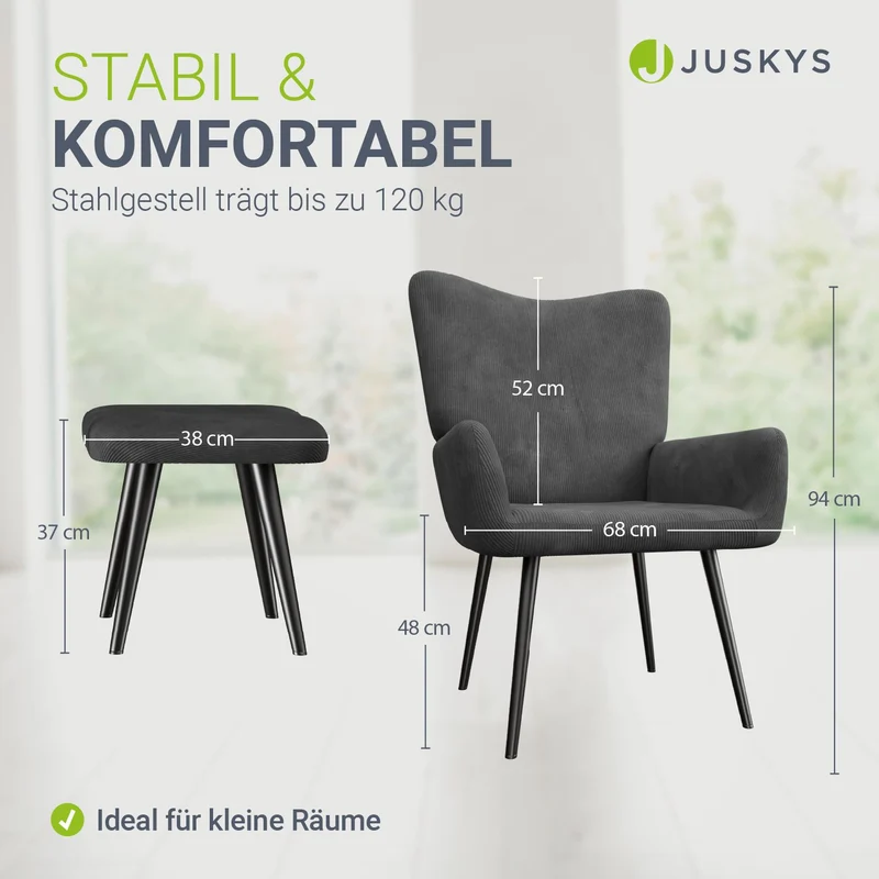 Ohrensessel mit optionalem Hocker Odense