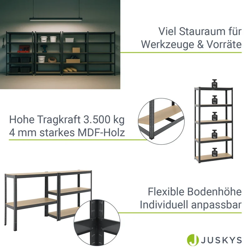 Lagerregal Basic 2er bis 8er Set 180 x 90 x 40 cm