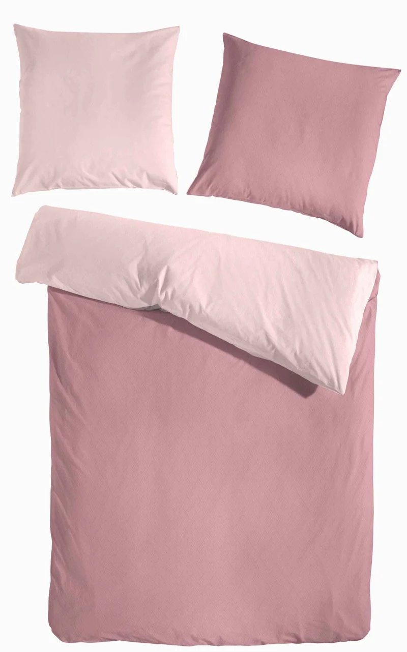 Hahn Edelflanell Wendebettwäsche Uni Rosa