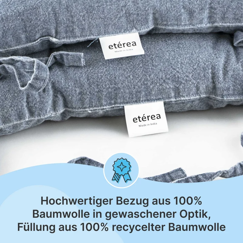 etérea Sitzkissen Stuhlkissen Hilda 40x40cm - Denim-Optik