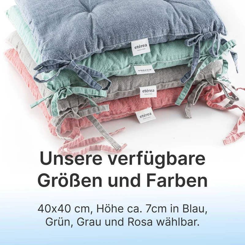 etérea Sitzkissen Stuhlkissen Hilda 40x40cm - Denim-Optik