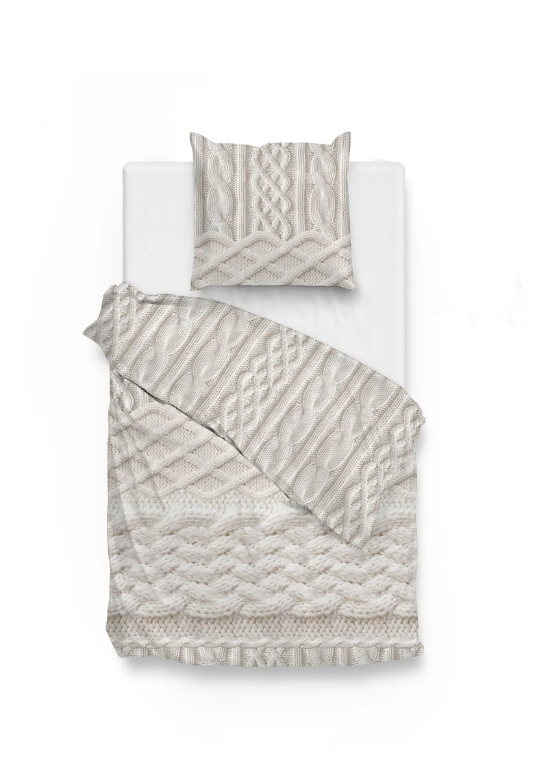 Zo!Home Flanell Bettwäsche Bennett mit Strick Motiv Natur
