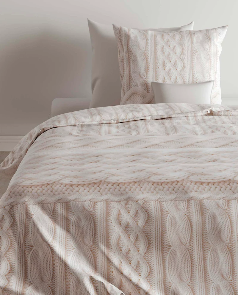 Zo!Home Flanell Bettwäsche Bennett mit Strick Motiv Natur