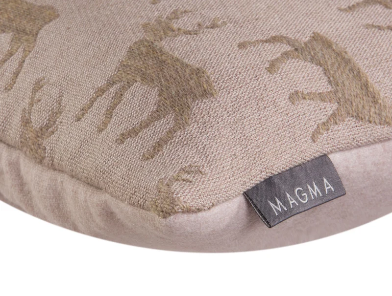 Magma Jacquard Kissenhülle Franzl mit Hirsch Rosa und Mint 50x50 cm
