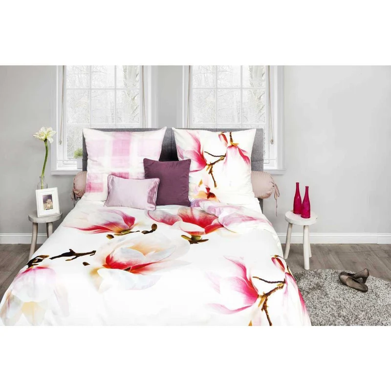 HnL Satin Bettwäsche Refined Lucia Magnolien Rosa