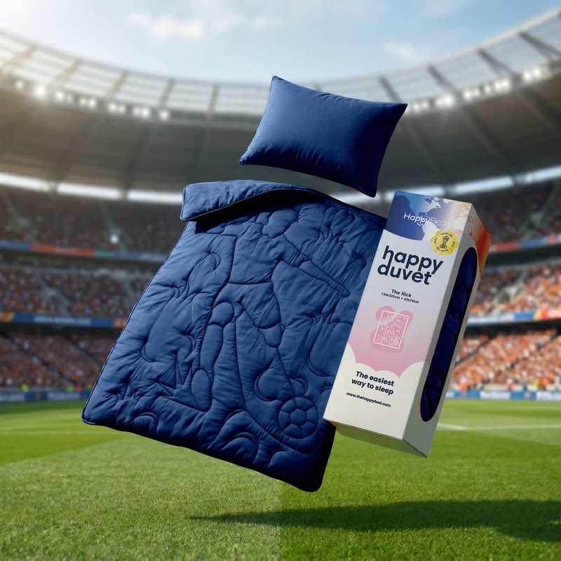 Wasbaar Kids All Season Dekbed | Voetbal schot | Navy | Met Kussensloop