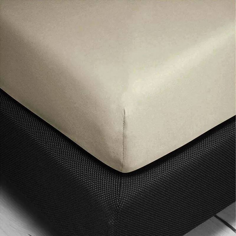 Bierbaum Mako Satin Bettwäsche mit Spannbettlaken Beige 135 x 200 cm