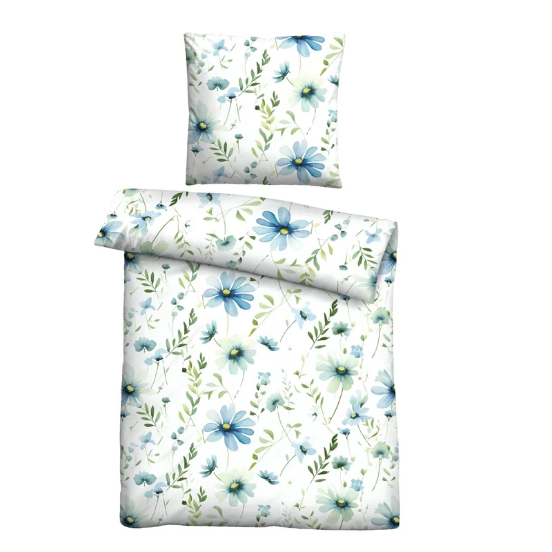 Bettwäsche Seersucker Mehrfarbig mit Blumenmuster 135 x 200 cm