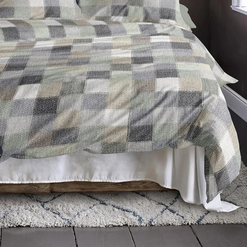 Biber Bettwäsche Meran grau mit Karomuster 155 x 220 cm