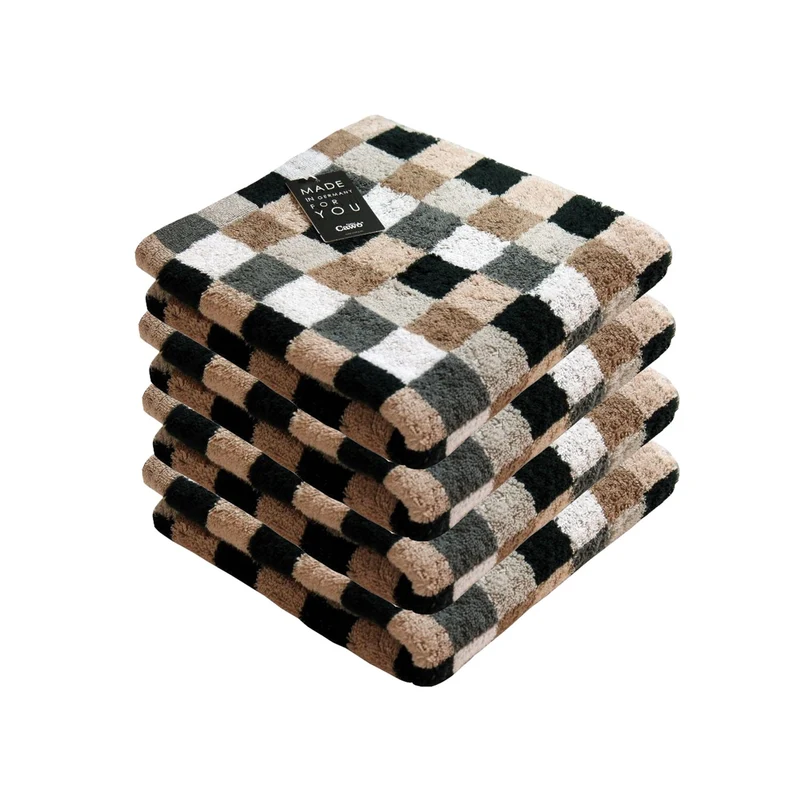 4er Handtuch-Set 50 x 100 cm Life Style Kariert Kiesel