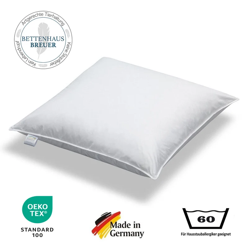 Kopfkissen Daunenkissen sibirische Daunen 500g weich 80x80 100% natur