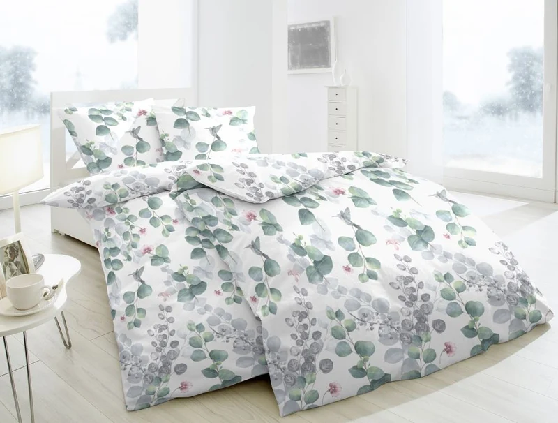 Hahn Satin Bettwäsche Nelli Weiß Grün