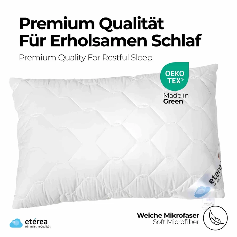 etérea Frieda Kopfkissen Microsatin Komfort mit Reißverschluss