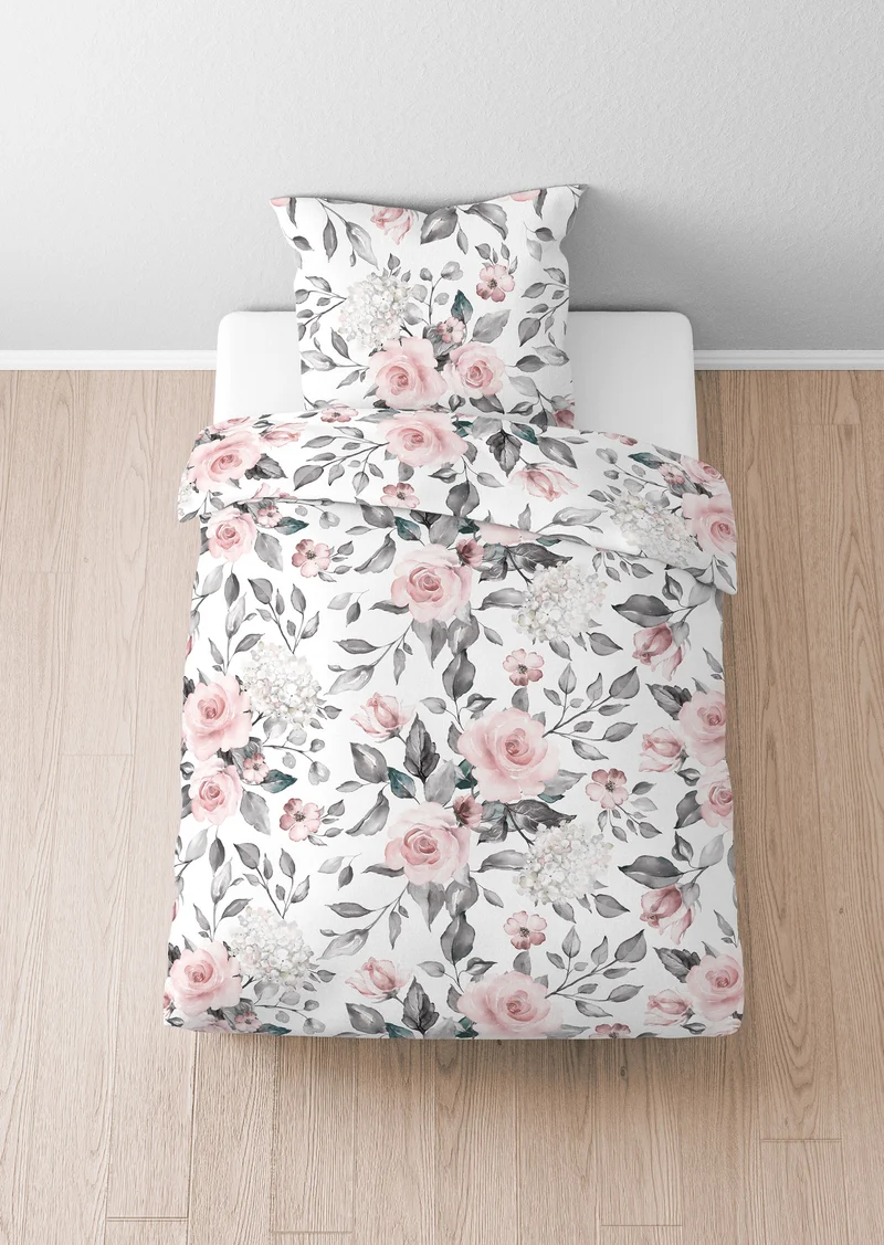 Castell Baumwoll Satin Bettwäsche – Silber/Grau (0603719)