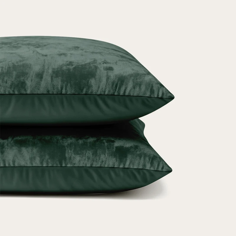 Kussenslopen | Teddy Velvet | Dark Green | Set van 2