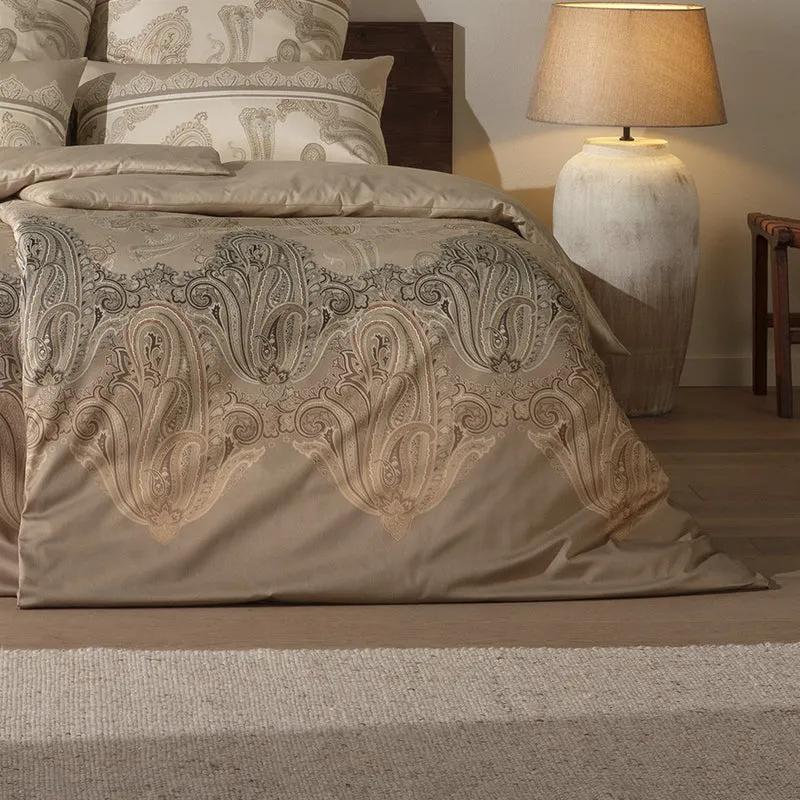 Bettwäsche Mako Satin Hestia Kiesel mit Paisleymuster 135 x 200 cm