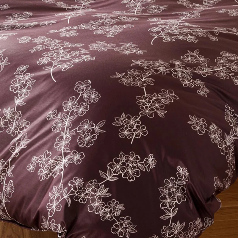 Bettwäsche Interlock Jersey Cherry Blossom Rot mit Blumenmuster 135 x 200 cm