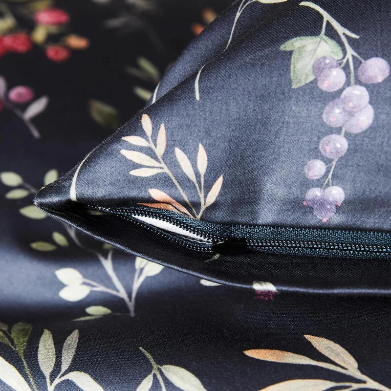 Bettwäsche Interlock Jersey Sorbet Blau mit Blumenmuster 135 x 200 cm