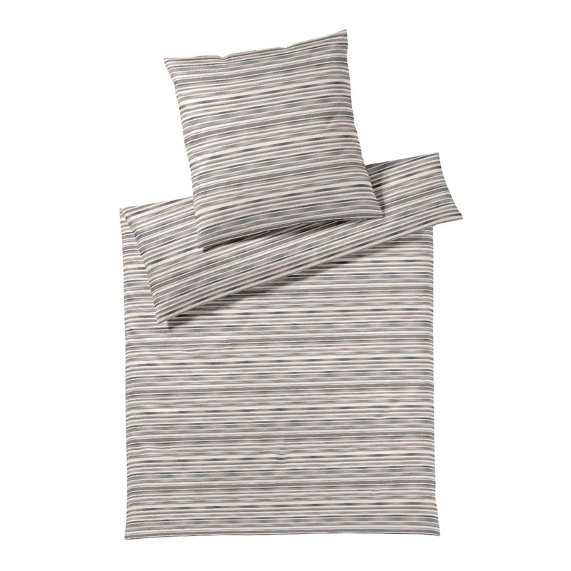 Bettwäsche Interlock Jersey Desire Grau mit Streifenmuster 135 x 200 cm