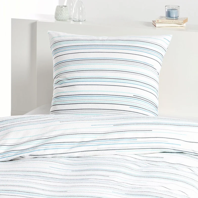 Frottier Bettwäsche Dyckhoff Nadelstreifen türkis 135x200 bügelfrei