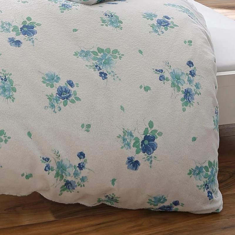 Frottier Bettwäsche Dyckhoff blaue lein Blume 29991 135x200 bügelfrei
