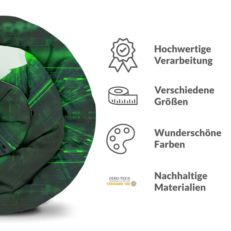 Therapiedecken Bettwäschen Set in Grün mit Schriftzeichen