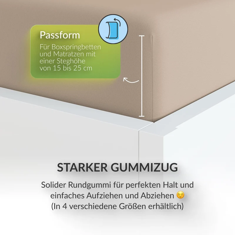 Favorito Jersey Spannbettlaken Taupe 90x200 cm - 100x200 cm