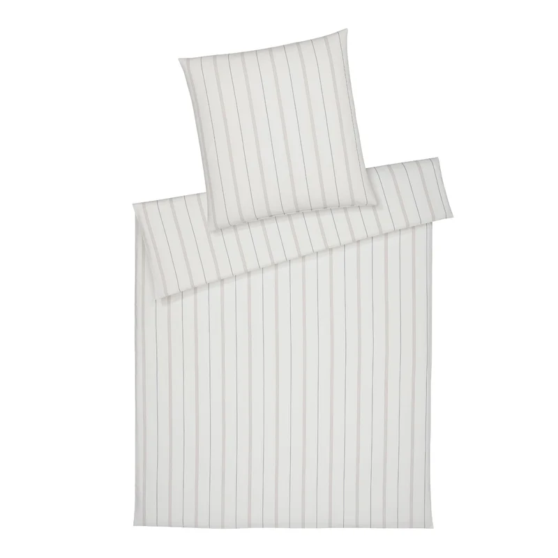 Bettwäsche Flanell Cornwall Creme mit Streifenmuster 135 x 200 cm