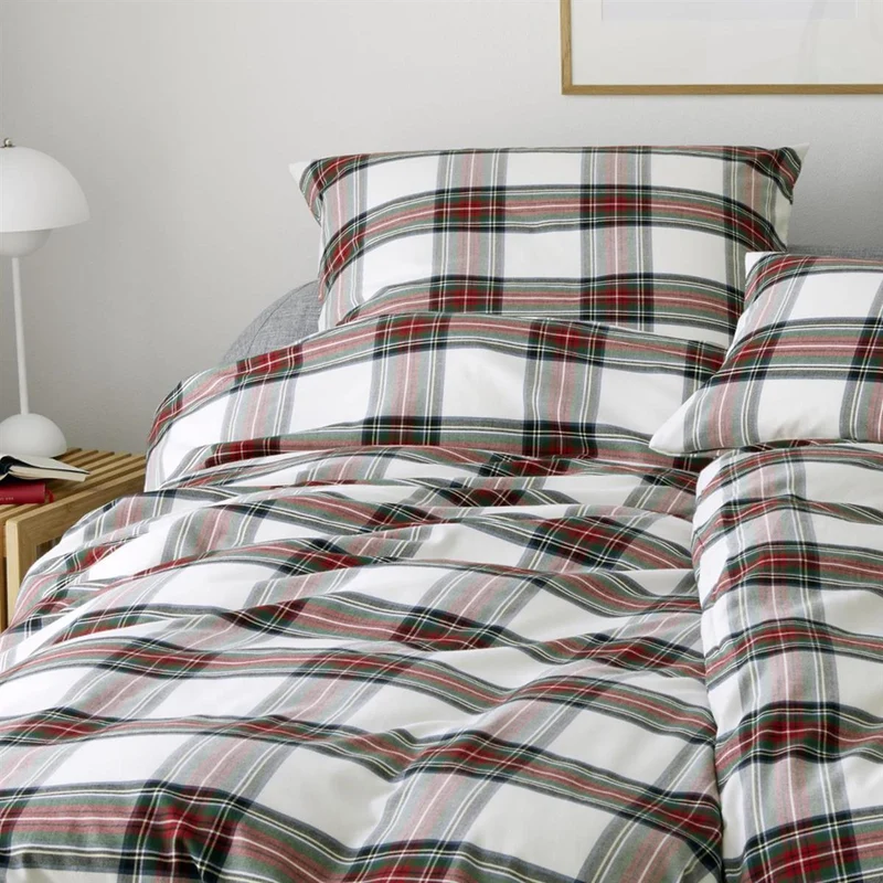 Bettwäsche Flanell Westminster Rot mit Karomuster 135 x 200 cm